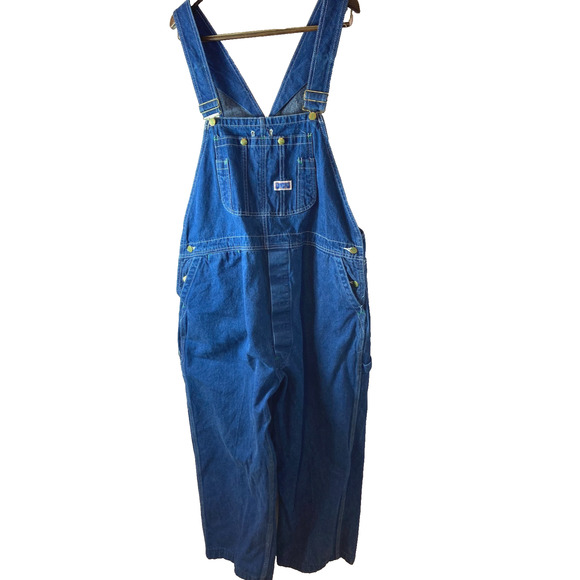 Big Smith Denim Jeans Carpenters Bib Overalls Men’s 43x25 Carpentry Farmer Work - Picture 1 of 11
